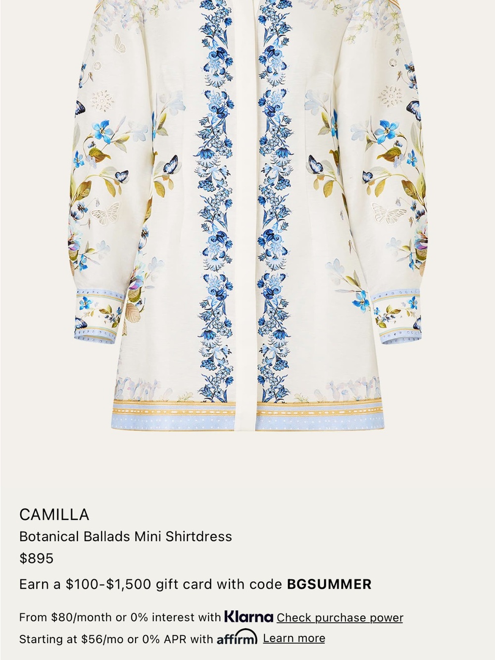 Camilla Botanical Ballads Mini Shirtdress
